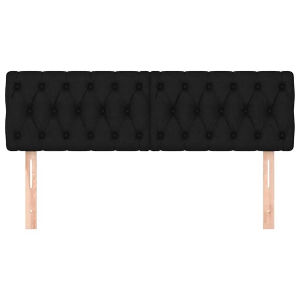 Fabric Headboard Black Adjustable Height 160cm Wooden Legs