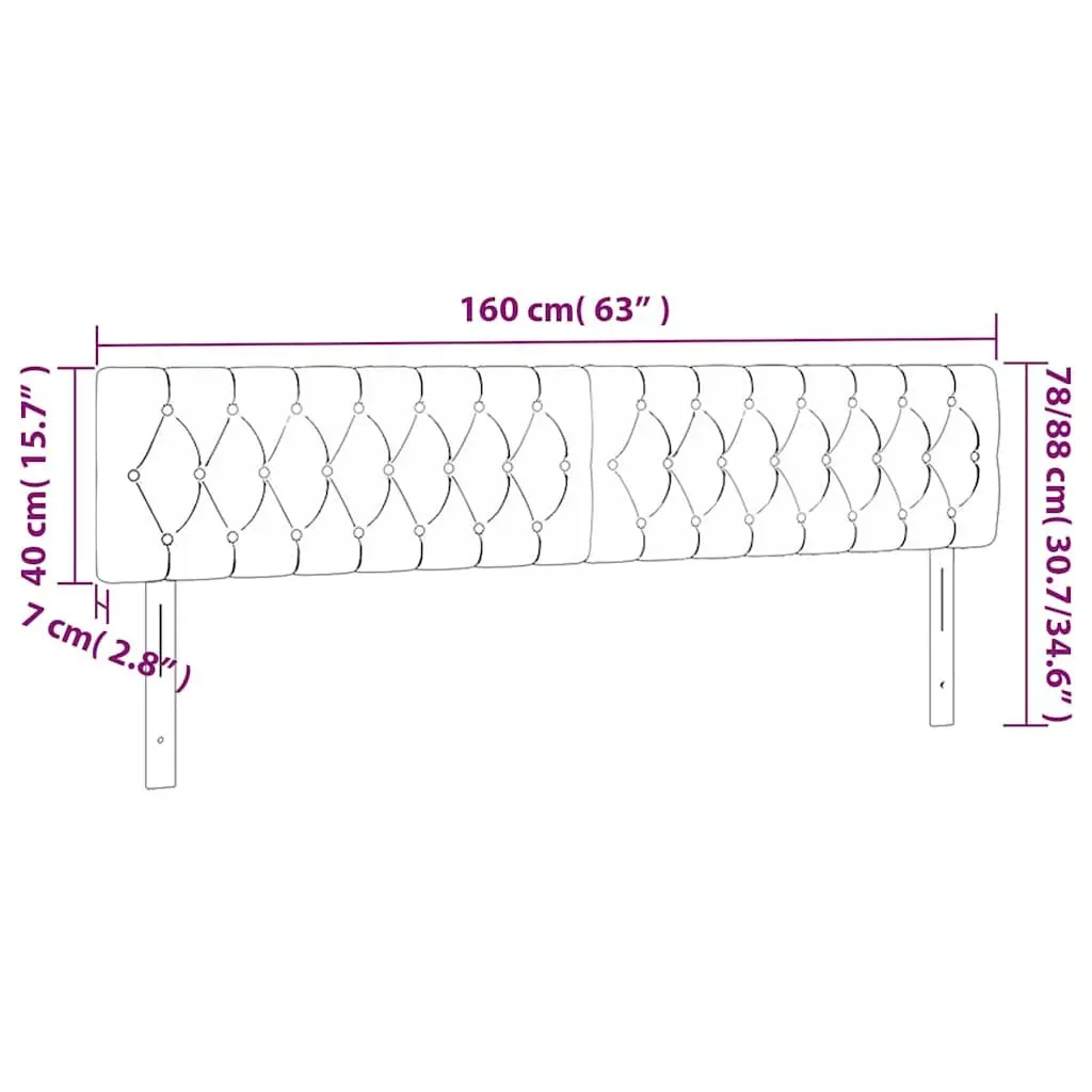 Velvet Headboard Black Adjustable Height 160cm