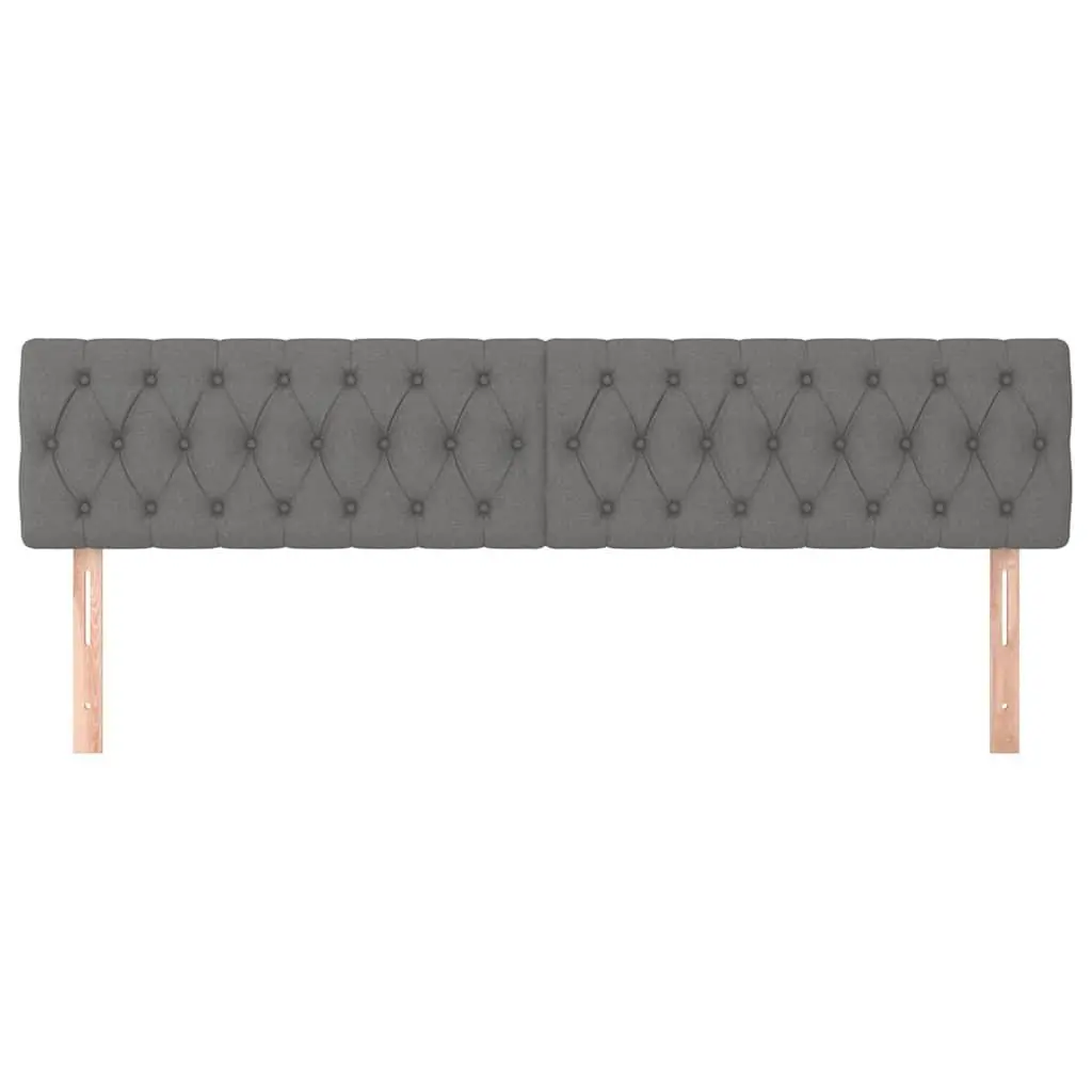 Headboard Dark Grey Fabric Adjustable Height Wooden Legs