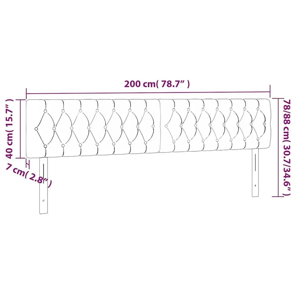Velvet Headboard Black Adjustable Height 200W x 7D x 78/88H cm