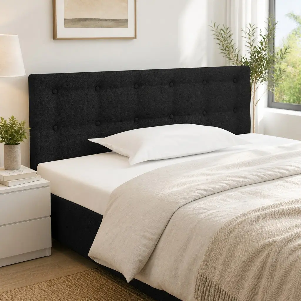 Adjustable Black Fabric Headboard