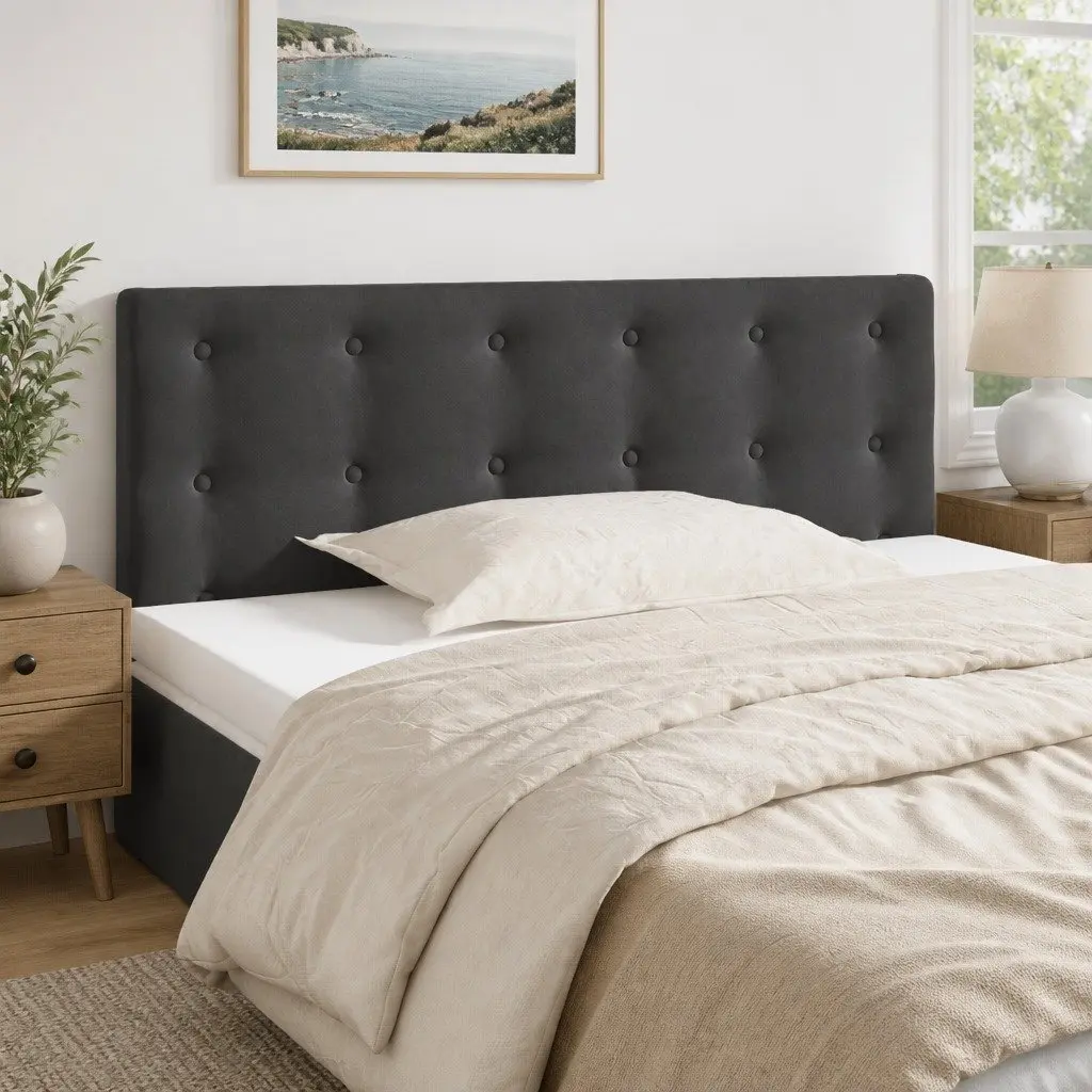 Headboard Velvet Dark Grey 100 cm Adjustable Height Wooden