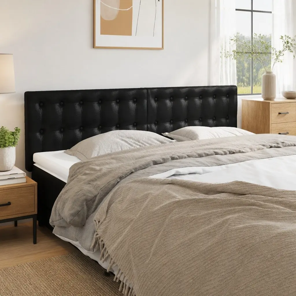 Black Faux Leather Headboard 144cm Adjustable Height Bedroom Furniture Wooden