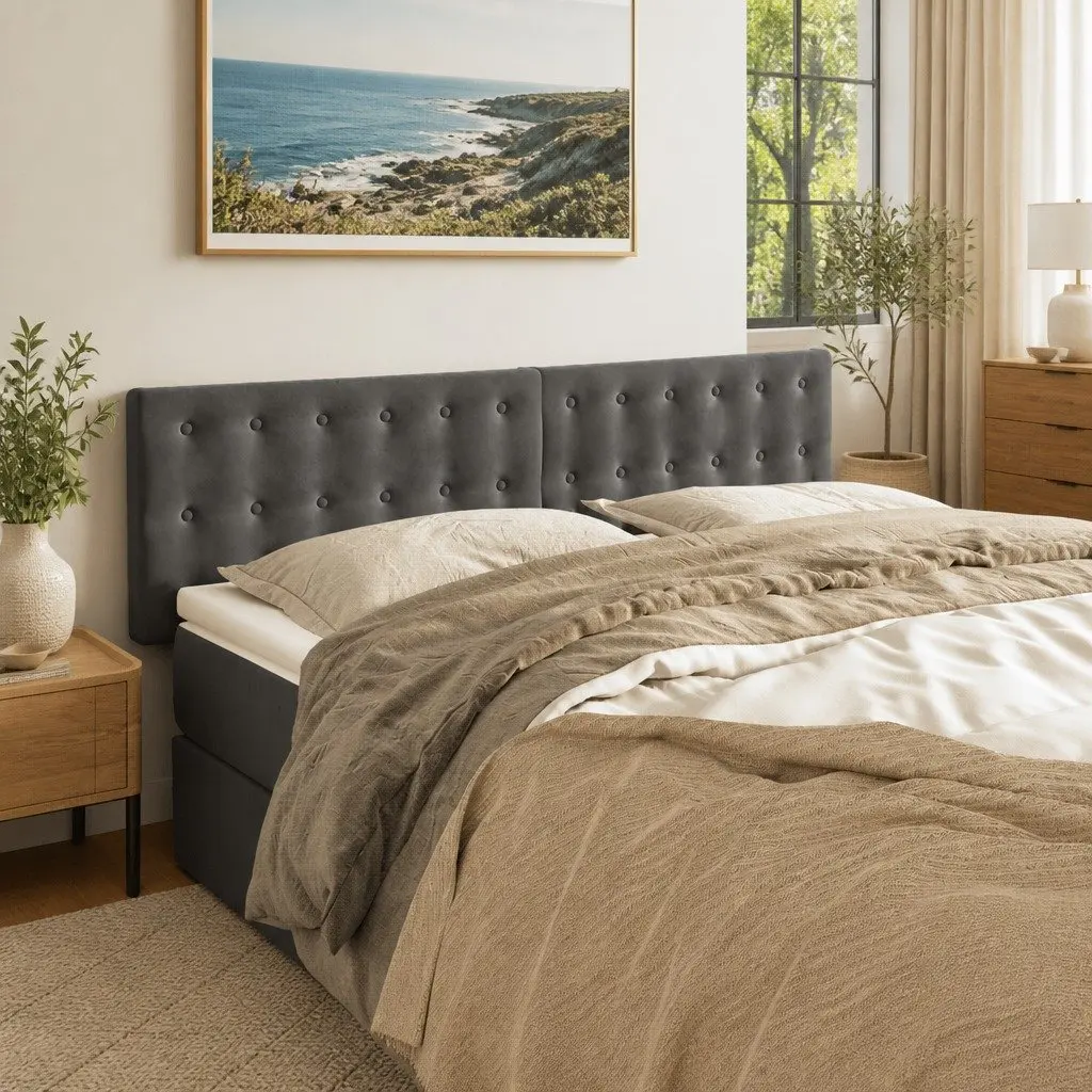 Grey Velvet Headboard Adjustable Height 144 x 5 x 78/88 cm