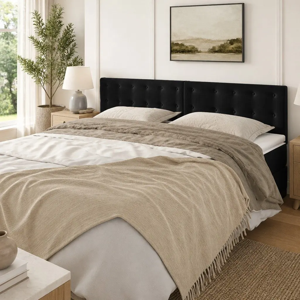 Black Velvet Headboard Adjustable Height 160cm