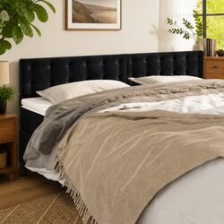 Enhance Your Bedroom with This Black Velvet Headboard