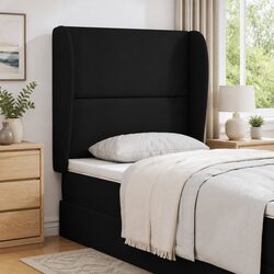 Headboard Wave Ear Modern Bedroom Black 80 x 23 x 6 cm Soft Touch Design