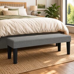 Friendly Grey Upholstered Bench for Your Living Space