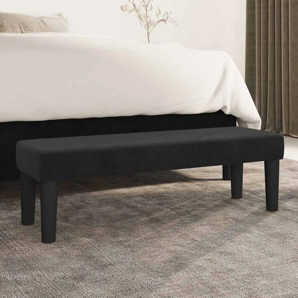 Black Velvet Bench Padded Seat 100 x 30 x 30 cm Upholstered Furniture Living Room End of Bed