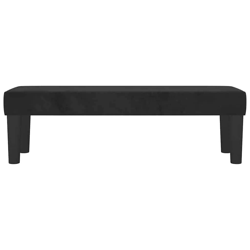 Black Velvet Bench Padded Seat 100 x 30 x 30 cm Upholstered Furniture Living Room End of Bed