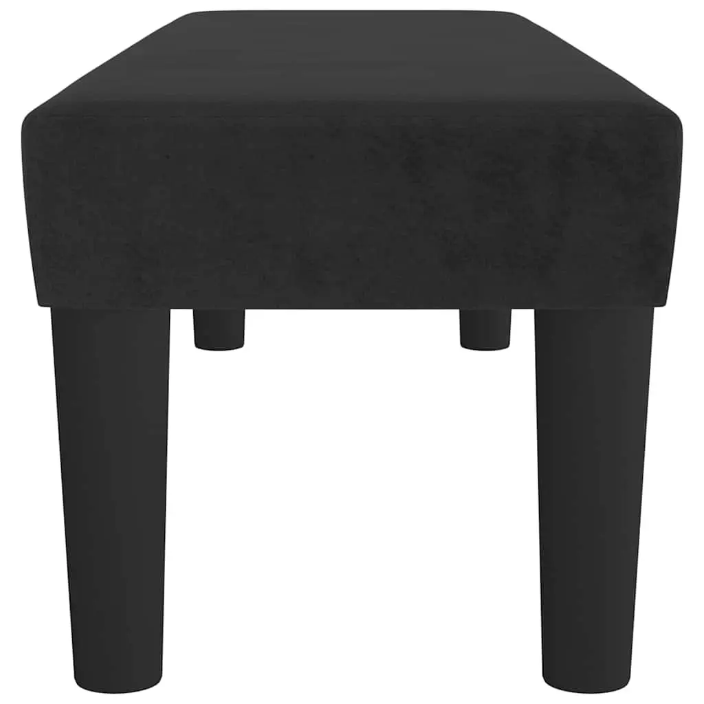 Black Velvet Bench Padded Seat 100 x 30 x 30 cm Upholstered Furniture Living Room End of Bed