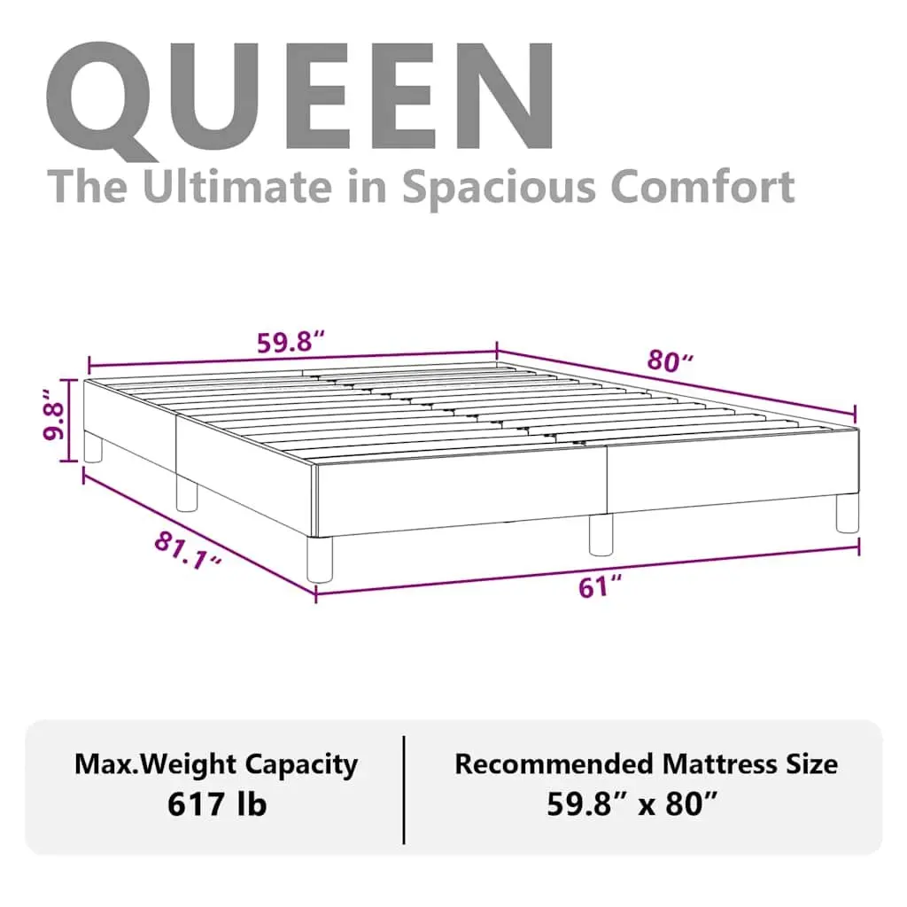 Queen Bed Frame Grey Fabric 152x203 cm Durable Upholstered Platform Bedroom