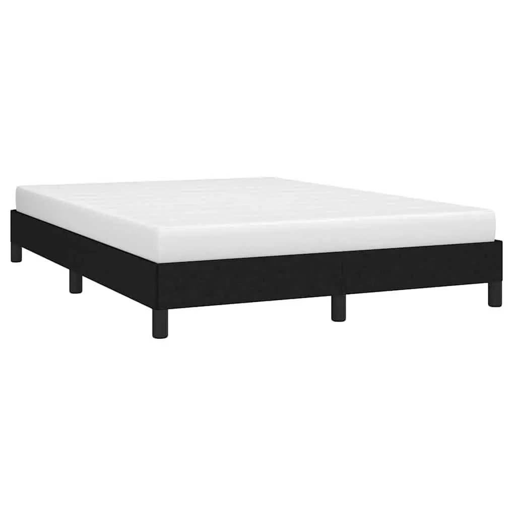 Queen Bed Frame Black Fabric 152x203 cm Sturdy Construction Plywood Slats