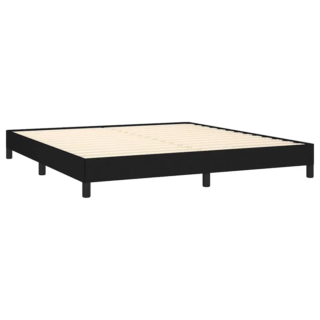 Queen Bed Frame Black Fabric 152x203 cm Sturdy Construction Plywood Slats