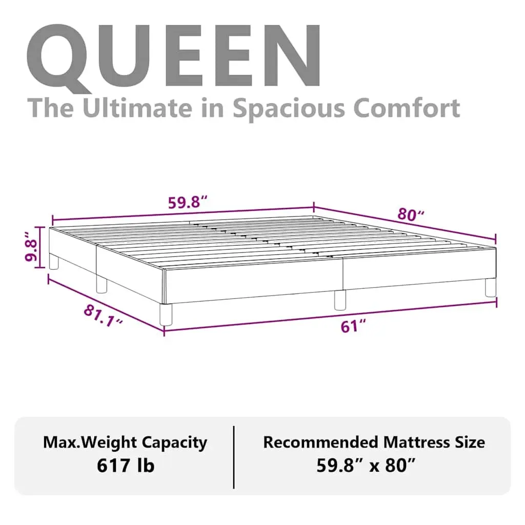Queen Bed Frame Black Faux Leather Upholstered 152x203cm