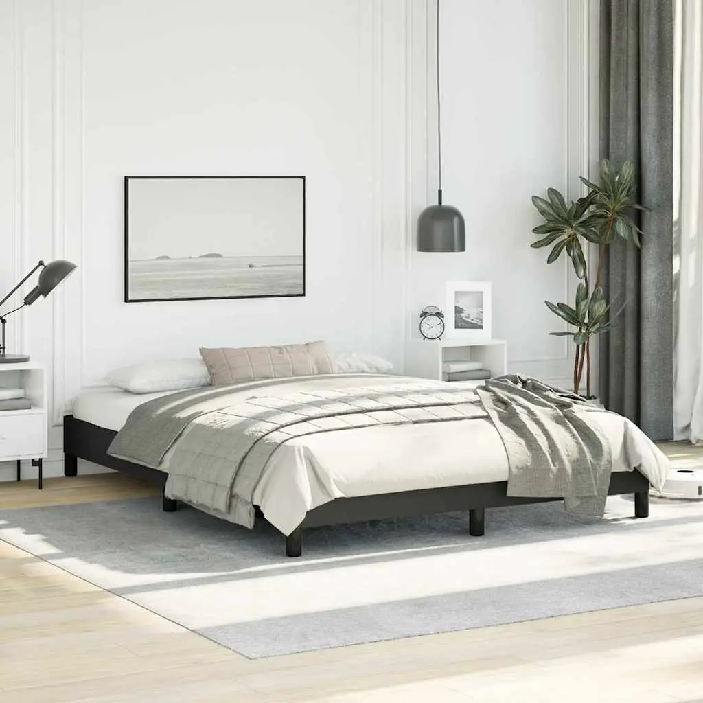 Queen Bed Frame Black Faux Leather Upholstered 152x203cm