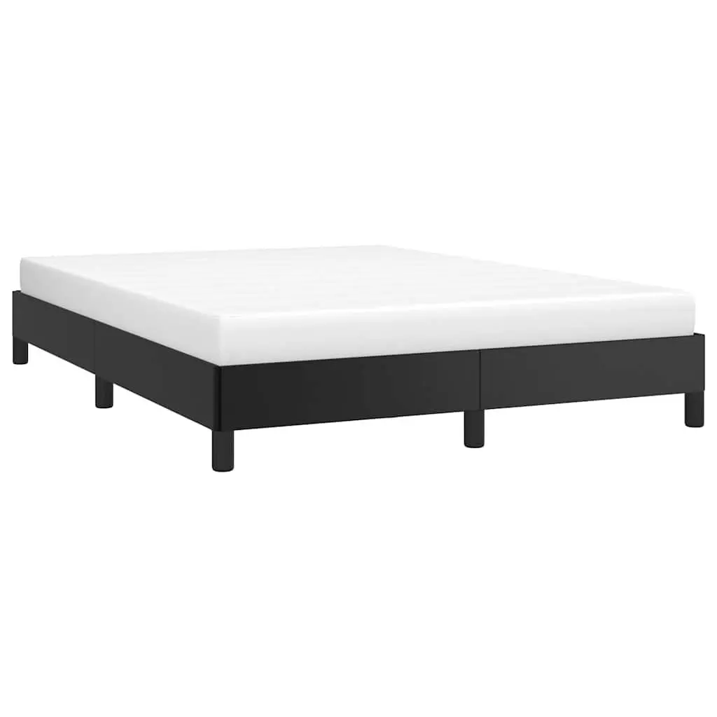 Queen Bed Frame Black Faux Leather Upholstered 152x203cm