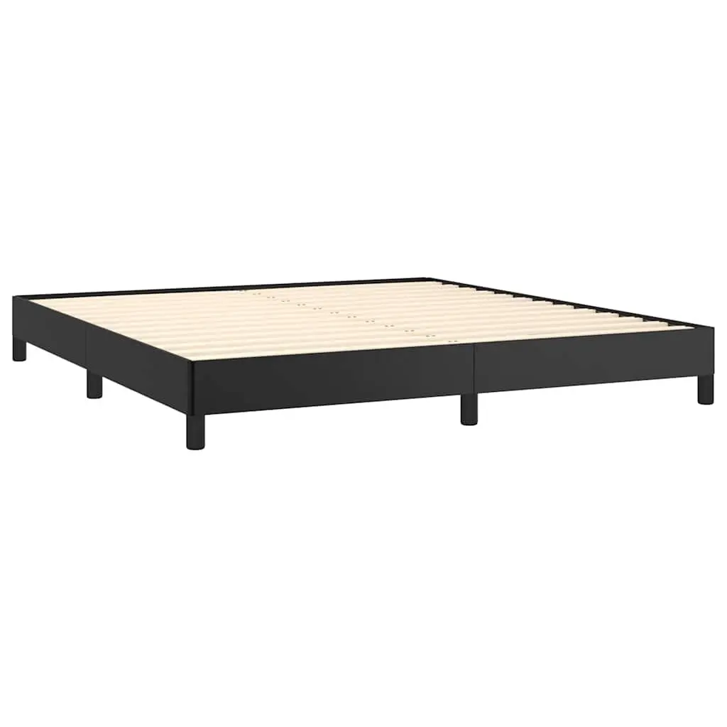 Queen Bed Frame Black Faux Leather Upholstered 152x203cm