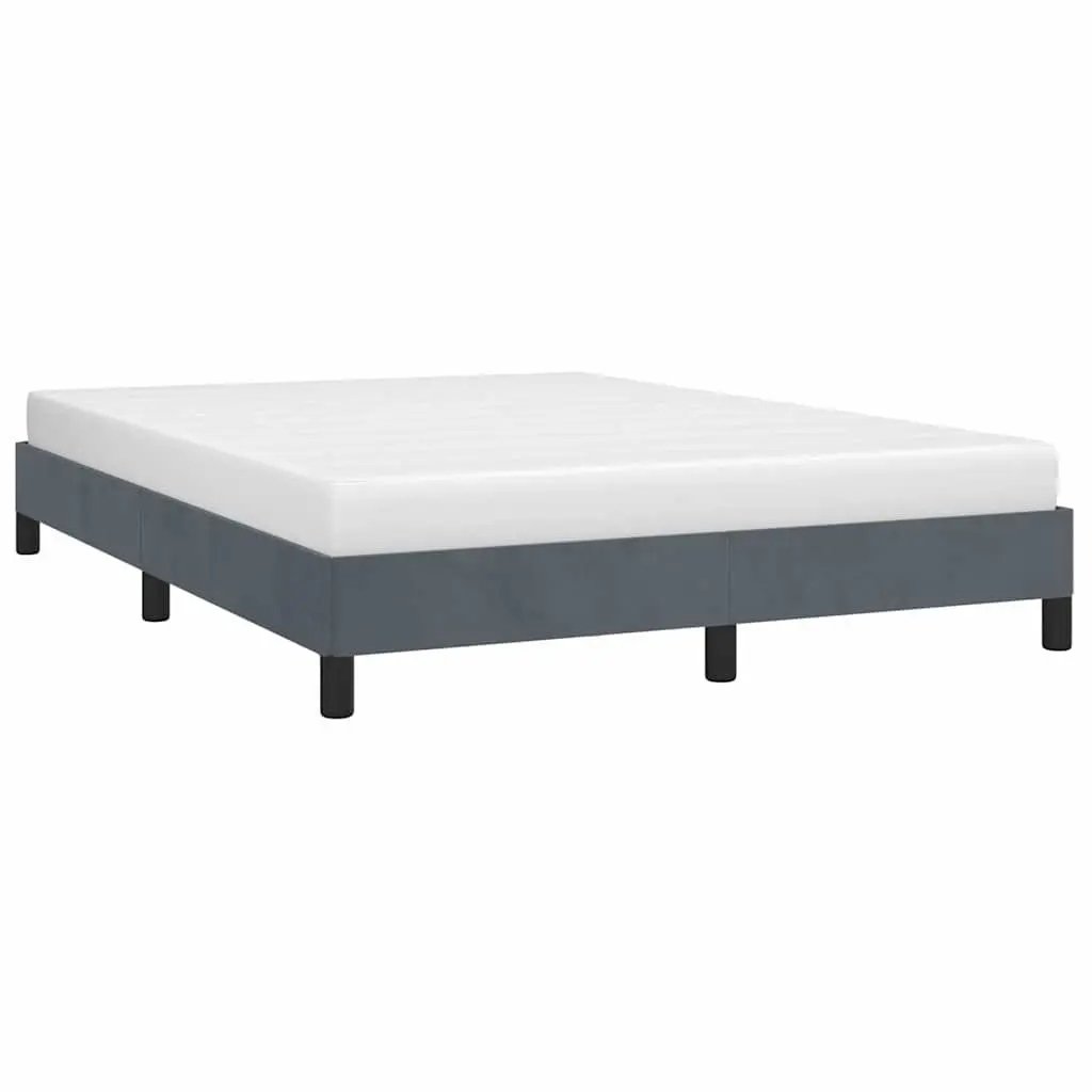 Double Bed Frame Grey Velvet 137x187cm