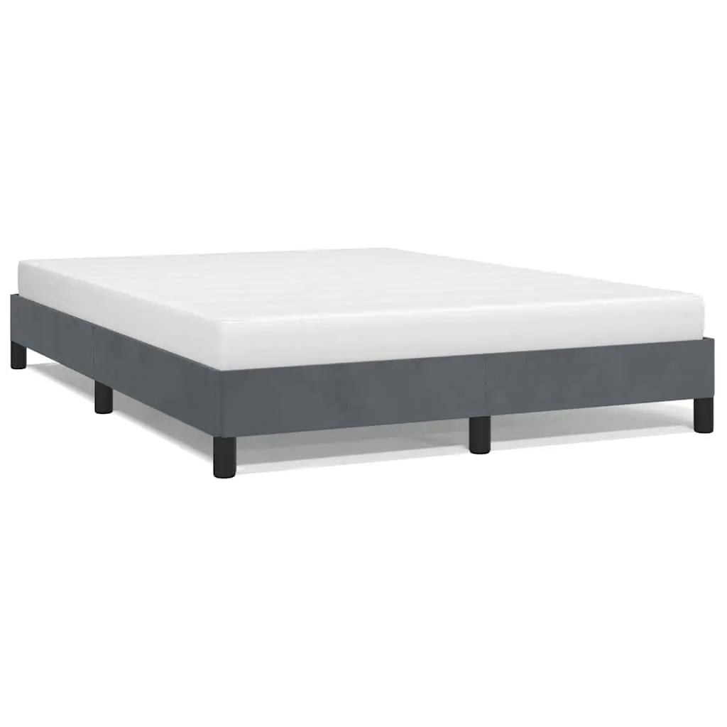 Double Bed Frame Grey Velvet 137x187cm