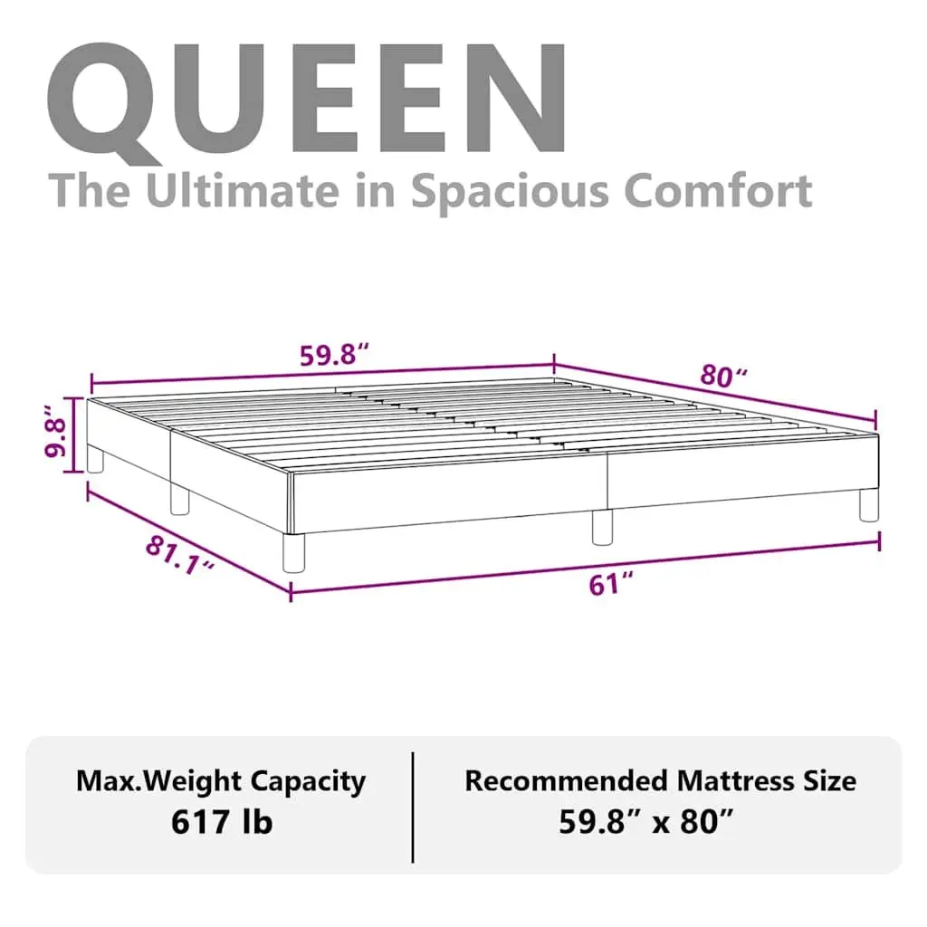 Queen Bed Frame Grey Velvet Upholstered Slatted Base 152x203cm