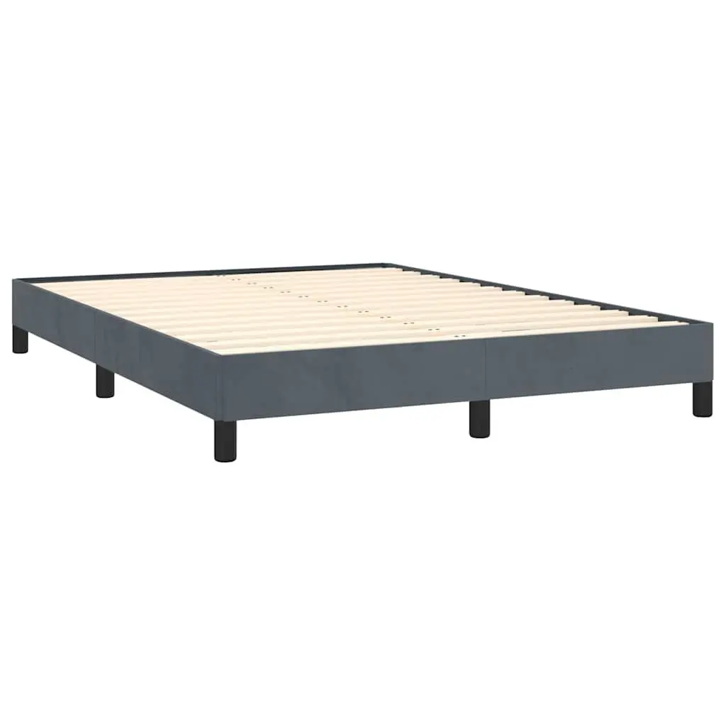 Queen Bed Frame Grey Velvet Upholstered Slatted Base 152x203cm