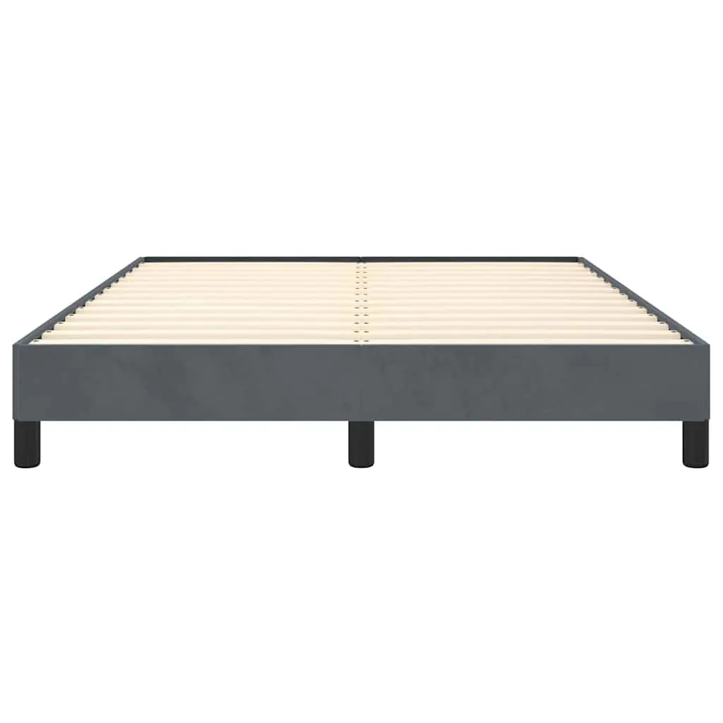 Queen Bed Frame Grey Velvet Upholstered Slatted Base 152x203cm