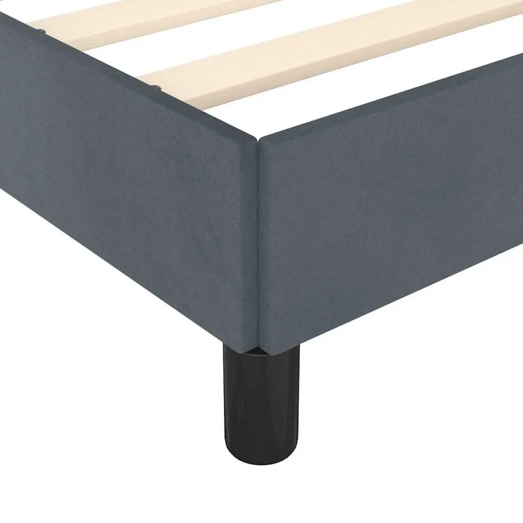 Queen Bed Frame Grey Velvet Upholstered Slatted Base 152x203cm