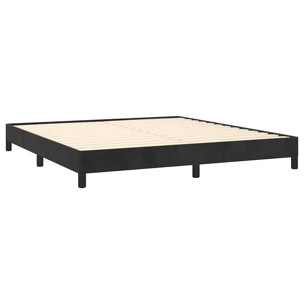 Queen Bed Frame Black Velvet 152x203 cm Slatted Base Bedroom Furniture