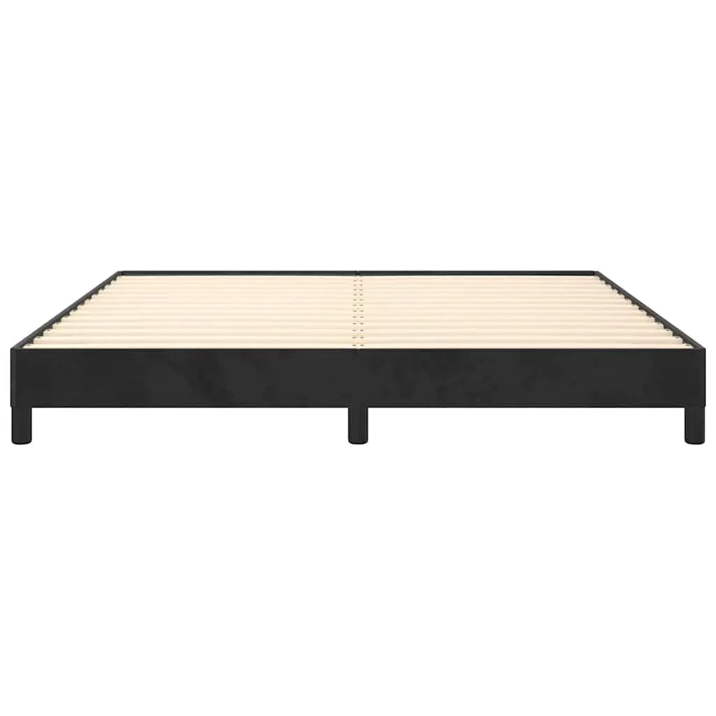 Queen Bed Frame Black Velvet 152x203 cm Slatted Base Bedroom Furniture
