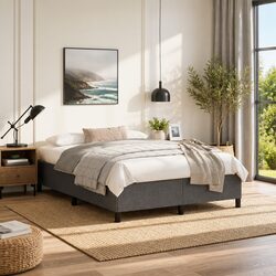 Friendly Grey Fabric Queen Bed Frame for Your Bedroom
