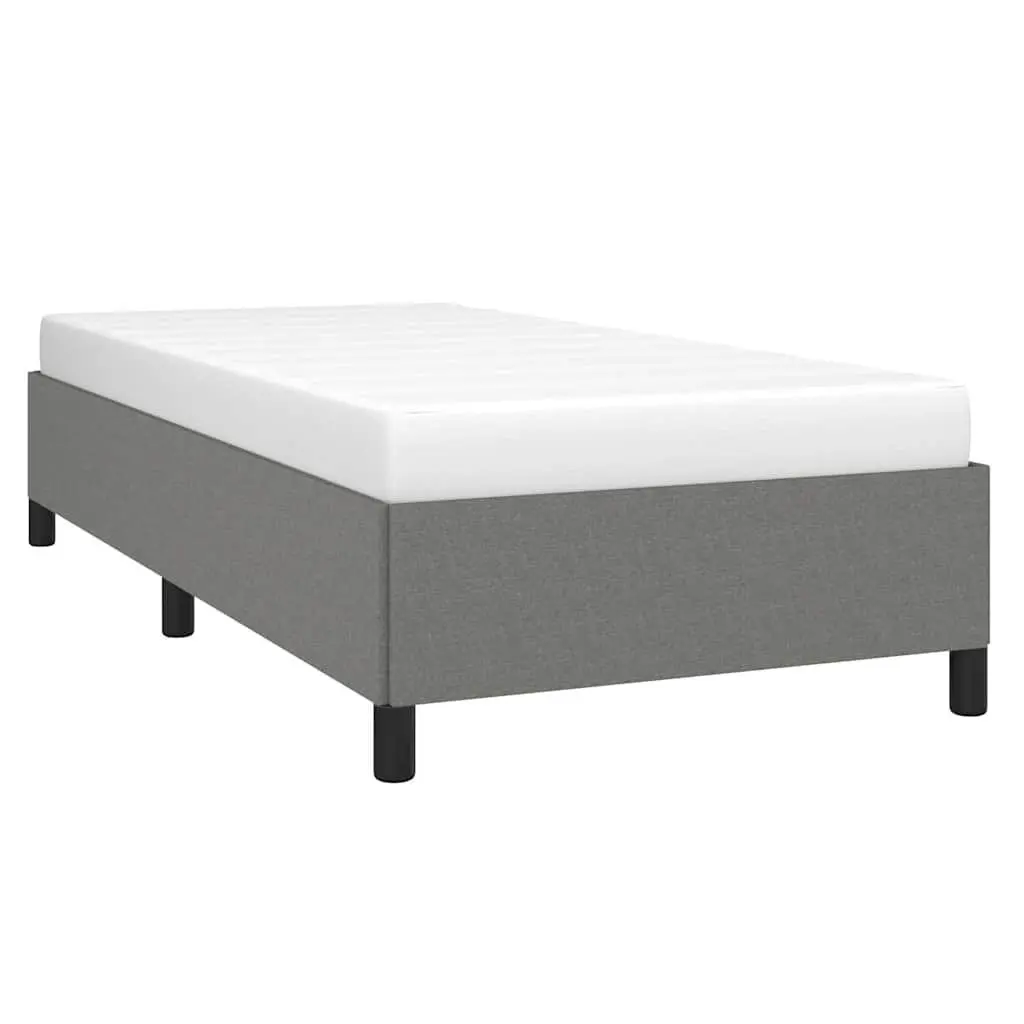 Grey Fabric Upholstered King Single Bed Frame Sturdy Plywood Slats Base