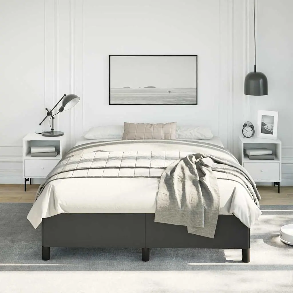 Double Bed Frame Black Faux Leather 137x187 cm