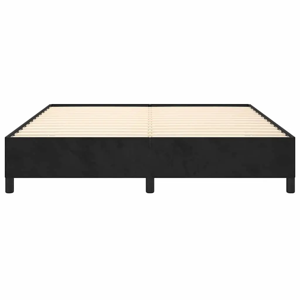 Black Velvet Queen Bed Frame 152x203cm Upholstered Slatted Base