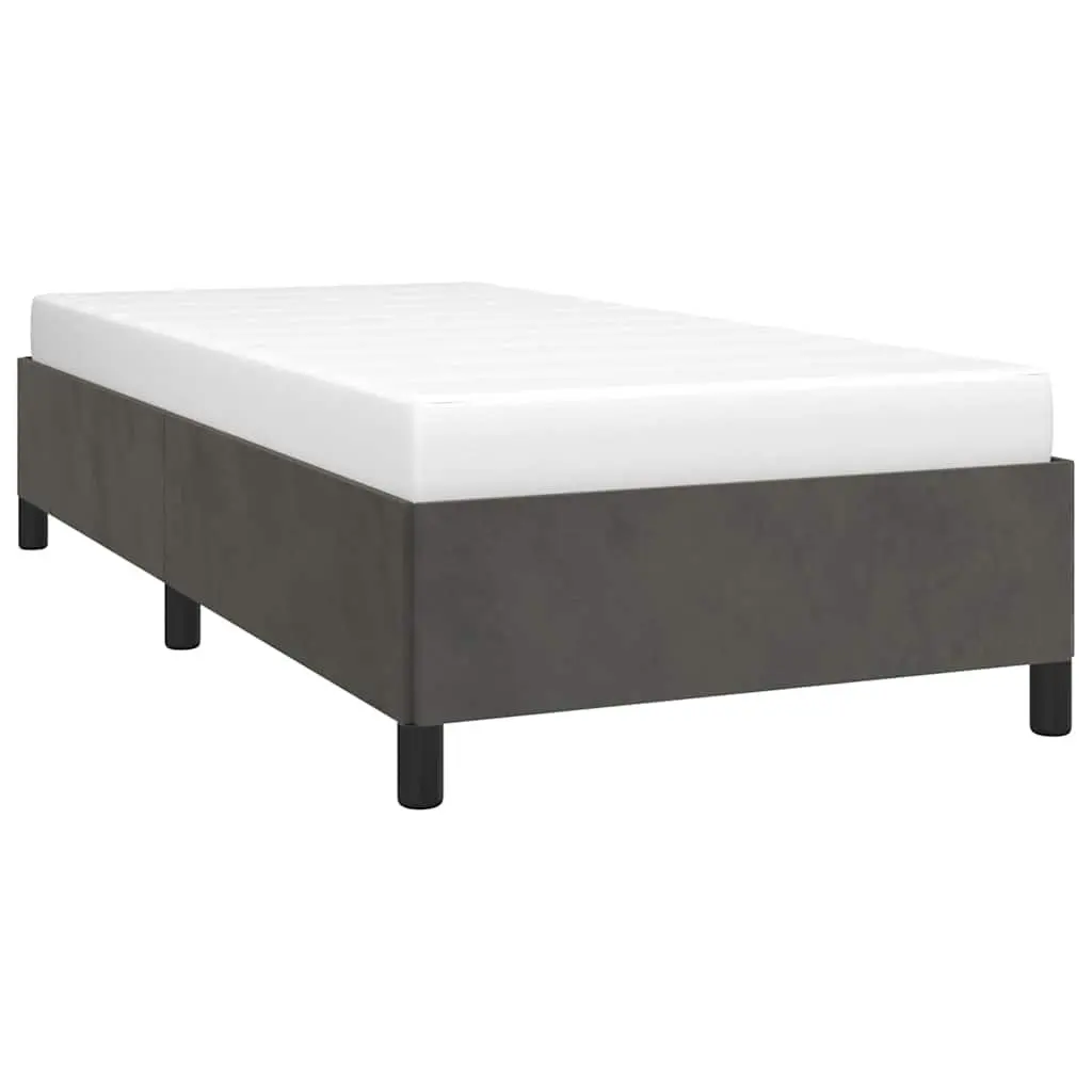 King Single Bed Frame Grey Upholstered Velvet Support Legs Bedroom Furniture