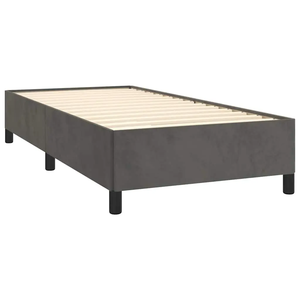 King Single Bed Frame Grey Upholstered Velvet Support Legs Bedroom Furniture