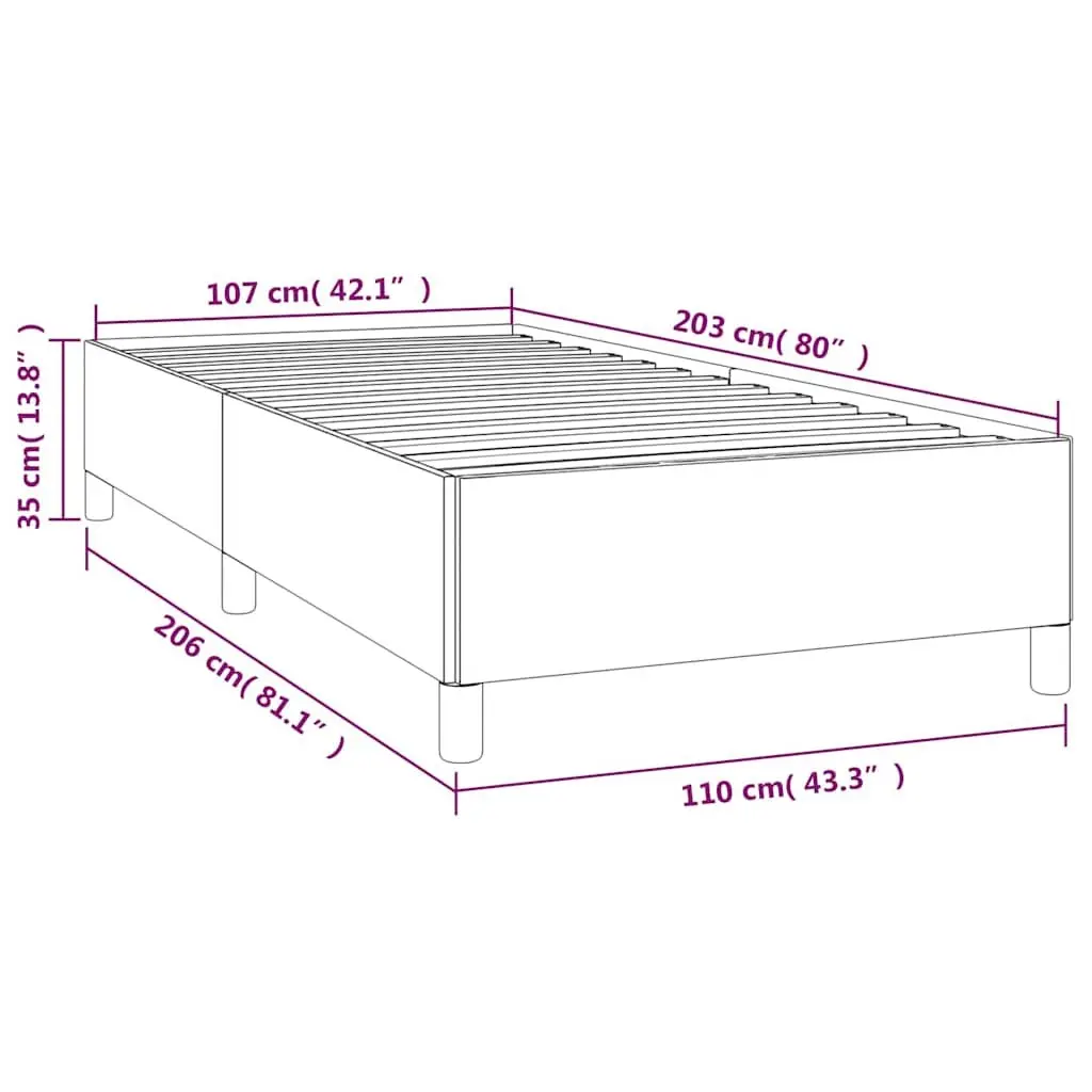 King Single Bed Frame Grey Upholstered Velvet Support Legs Bedroom Furniture