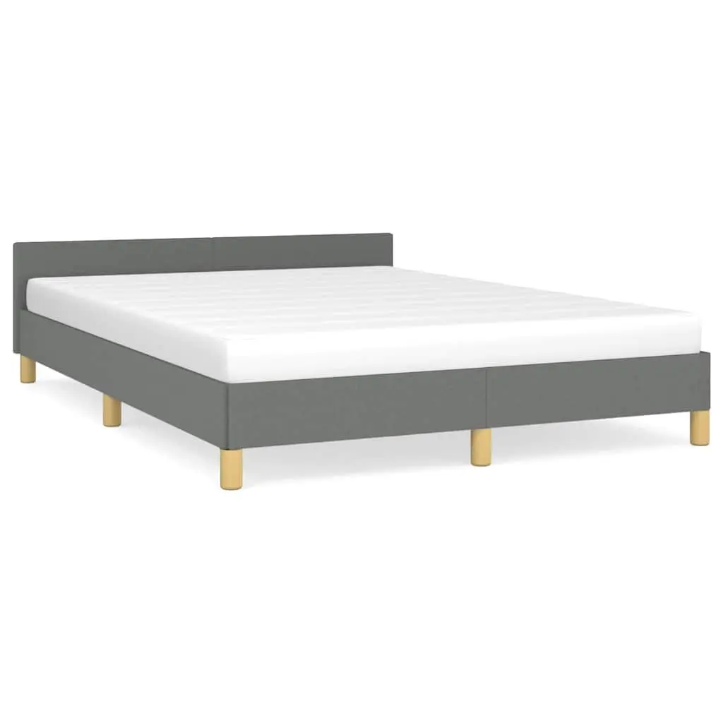 Double Bed Frame Grey Fabric Headboard 54 Inch