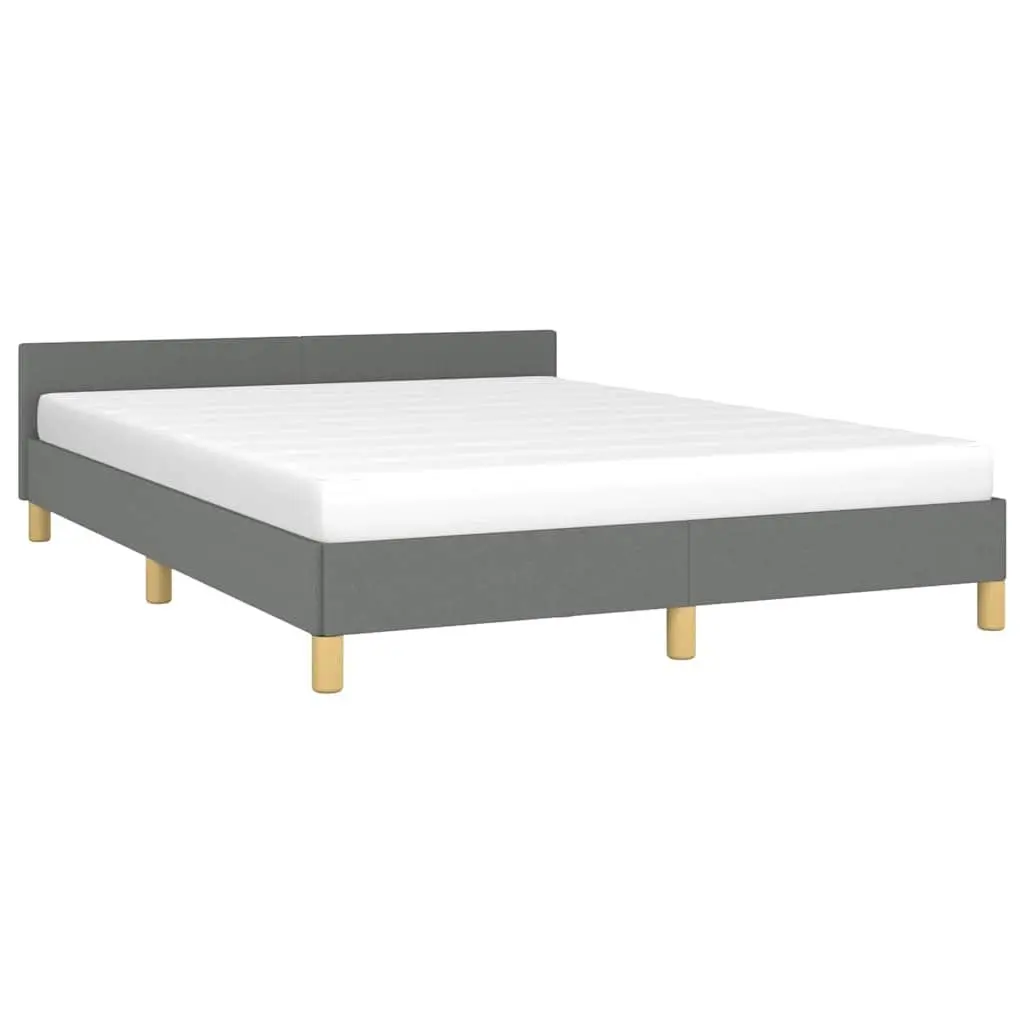 Double Bed Frame Grey Fabric Headboard 54 Inch