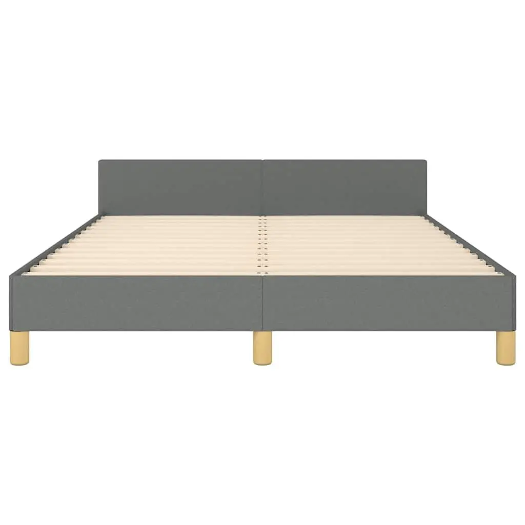 Double Bed Frame Grey Fabric Headboard 54 Inch