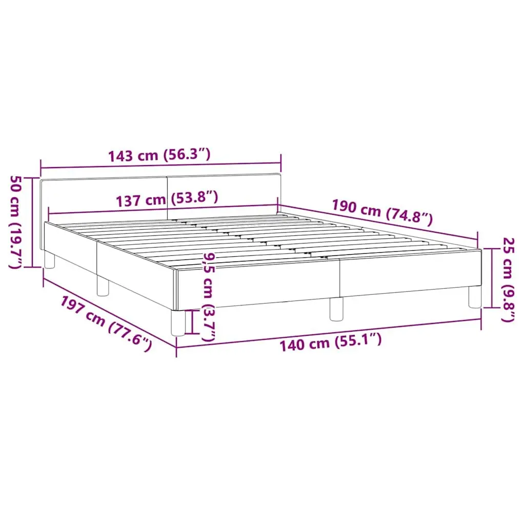 Double Bed Frame Black Faux Leather Upholstered Slatted Base