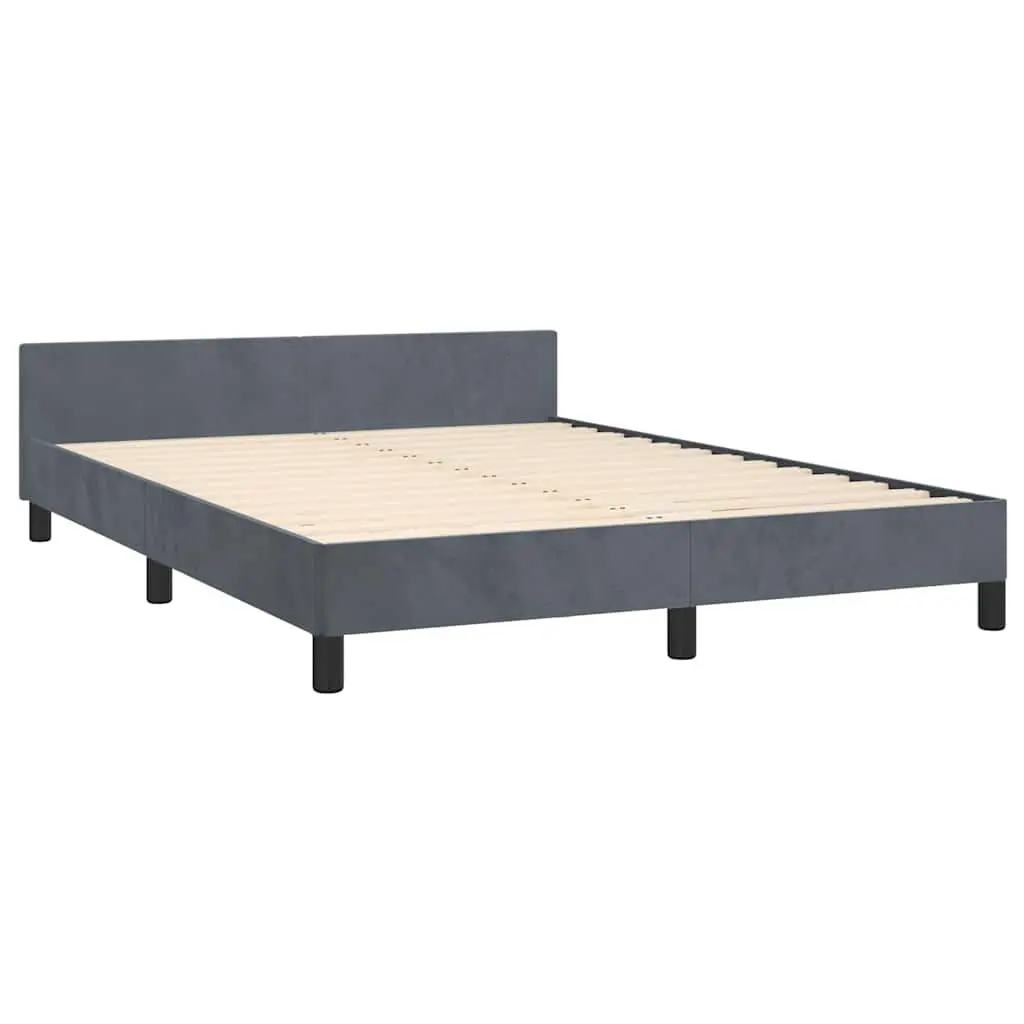 Queen Bed Frame with Headboard Grey Velvet Upholstered Bedroom Furniture