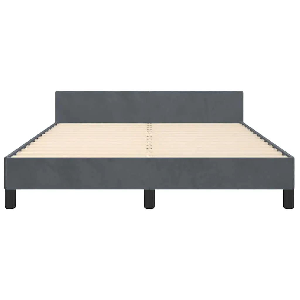 Queen Bed Frame with Headboard Grey Velvet Upholstered Bedroom Furniture