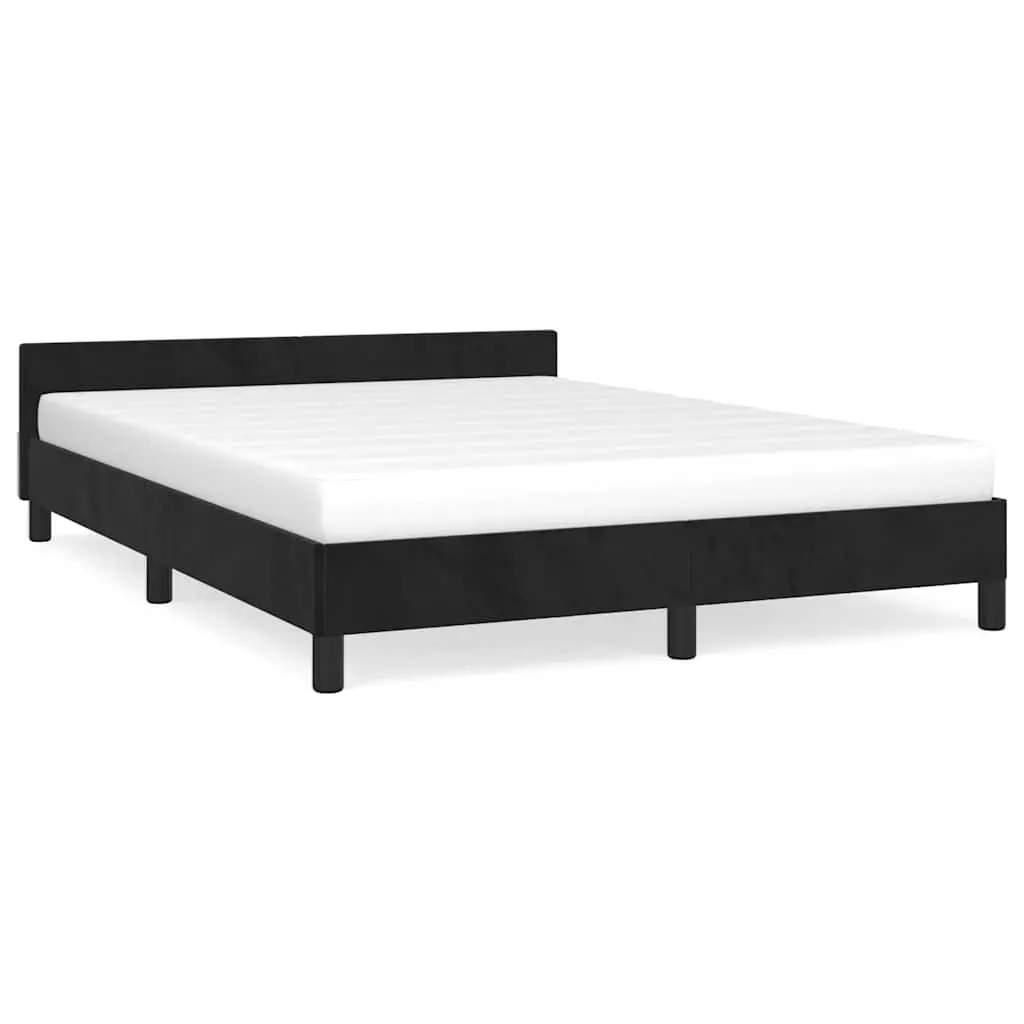 Queen Bed Frame with Plush Velvet Headboard