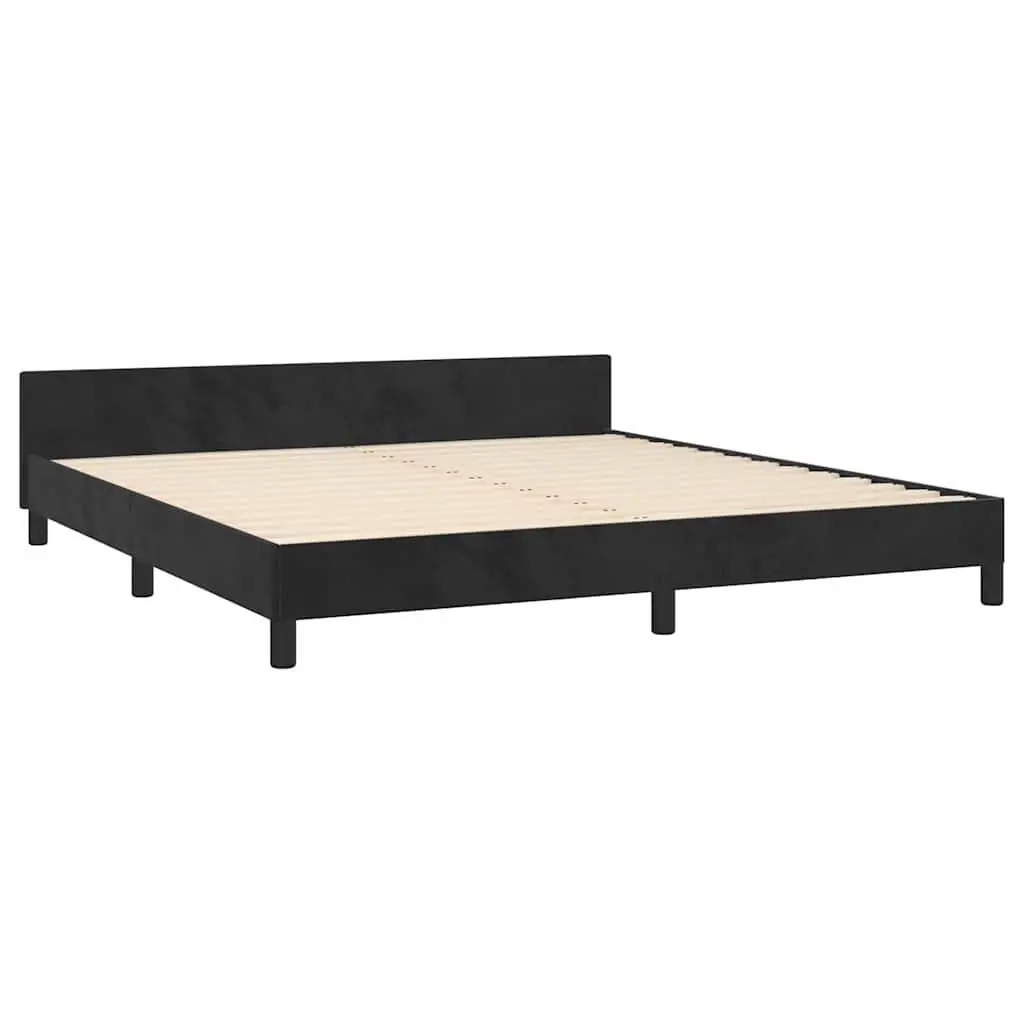Queen Bed Frame with Plush Velvet Headboard