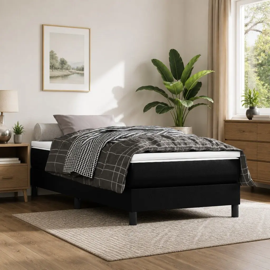Pocket Spring Bed Mattress Medium Firmness Black Faux Leather 90x190x20cm