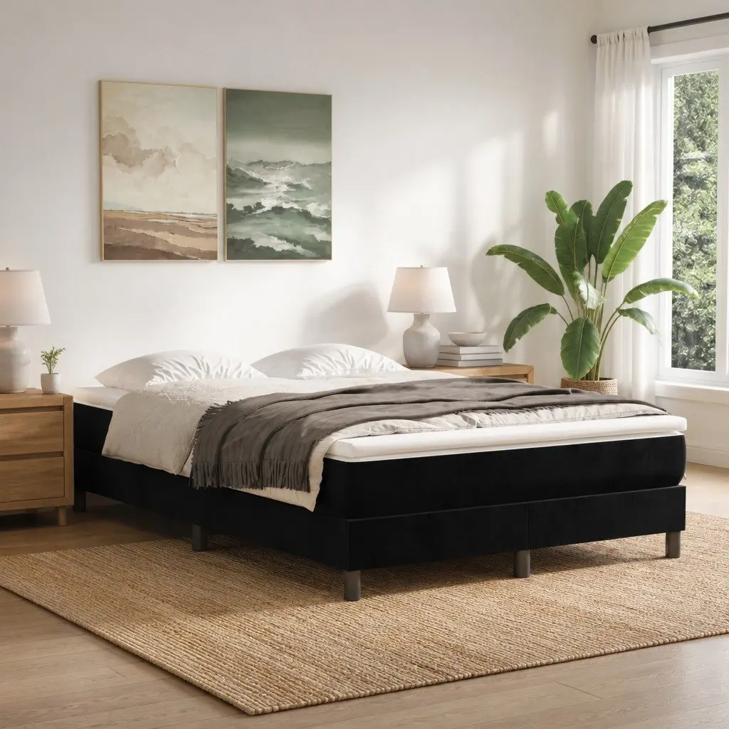 Medium Firm Pocket Spring Mattress Black Velvet 137x190x20cm