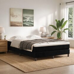 Pocket Spring Bed Mattress Medium Firmness Black Velvet 137x190x20cm Sleep