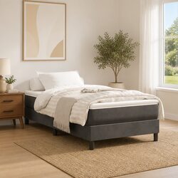 Pocket Spring Bed Mattress Super Single Grey Medium-Firm Support Velvet