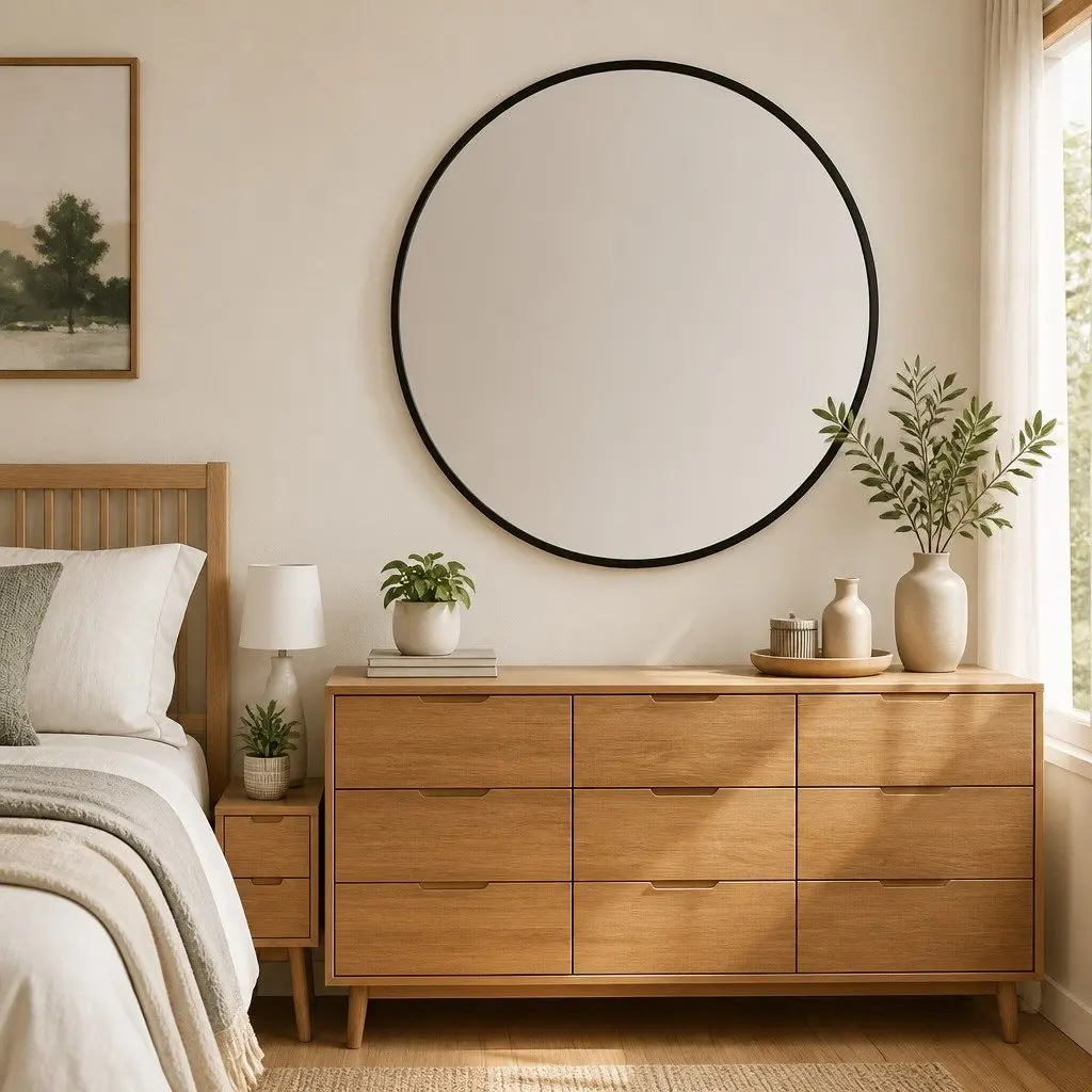 Round Wall Mirror Black Ø 40 cm for Home